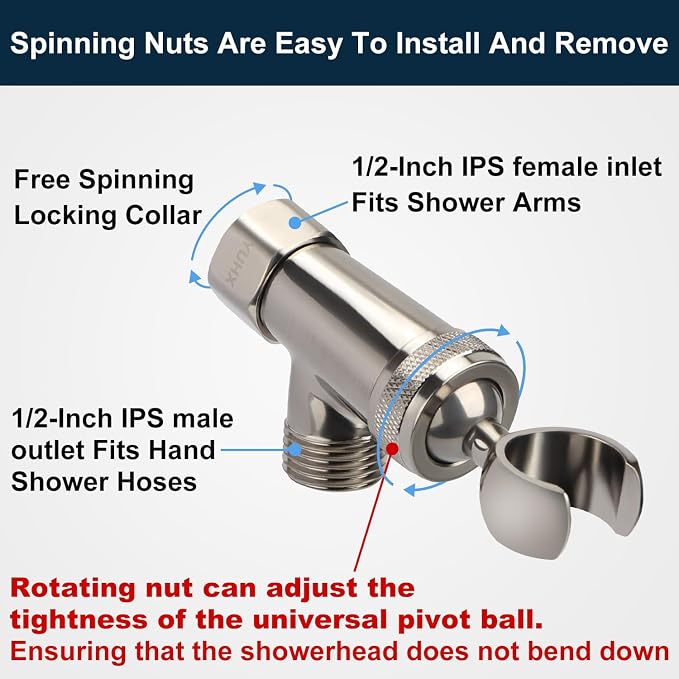 Shower Head Holder All Metal and Extra Long Stainless Steel 6 ft. Hose - Image 4