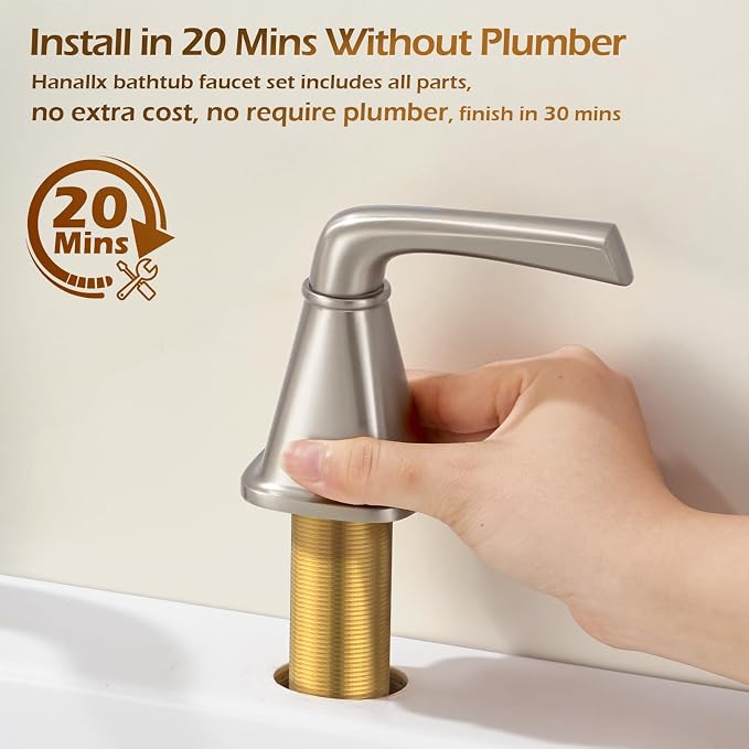 Brass Bathtub Faucet Roman Tub Faucet Gooseneck Tub Filler, Brushed Nickel - Image 5