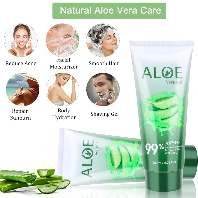 200x2 ML Aloe Vera Gel – 99% Organic Pure Aloe Vera Hydrating Face & Body - Image 5