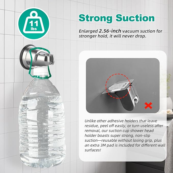 Hibbent Vacuum Suction Cup Shower Head Holder, Removable Shower Wand Bracket - Image 8