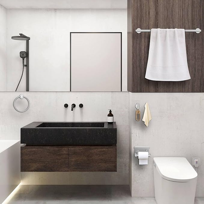5 Pieces Bathroom Hardware Set Brushed Nickel Towel Bar Set Round Towel Holder - Image 7