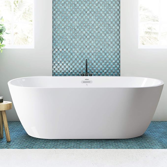 FerdY Bali 67" Acrylic Freestanding Bathtub, Ergonomic Lightweight Classic Oval by FerdY