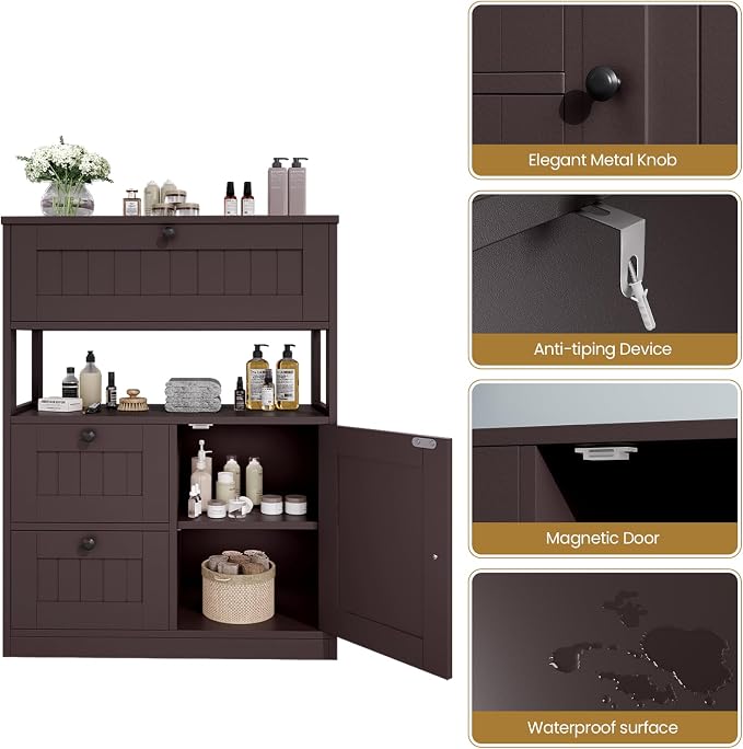 Bathroom Cabinet, Modern Bathroom Floor Storage Cabinet Organizer - Image 6