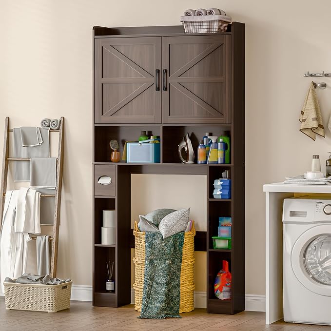 Over The Toilet Storage Cabinet, Farmhouse Toilet Cabinet Rack - Image 6