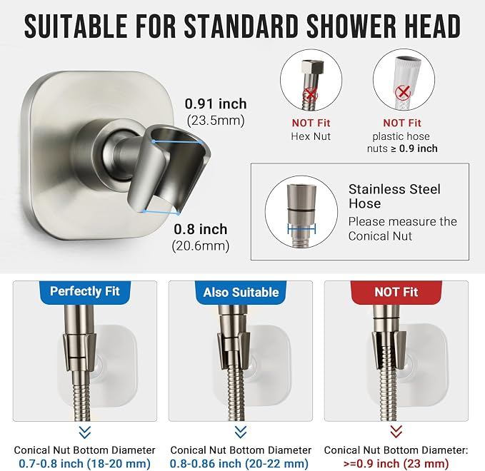 G-Promise All Metal Handheld Shower Head Holder, Adjustable Wall Mount Shower - Image 6