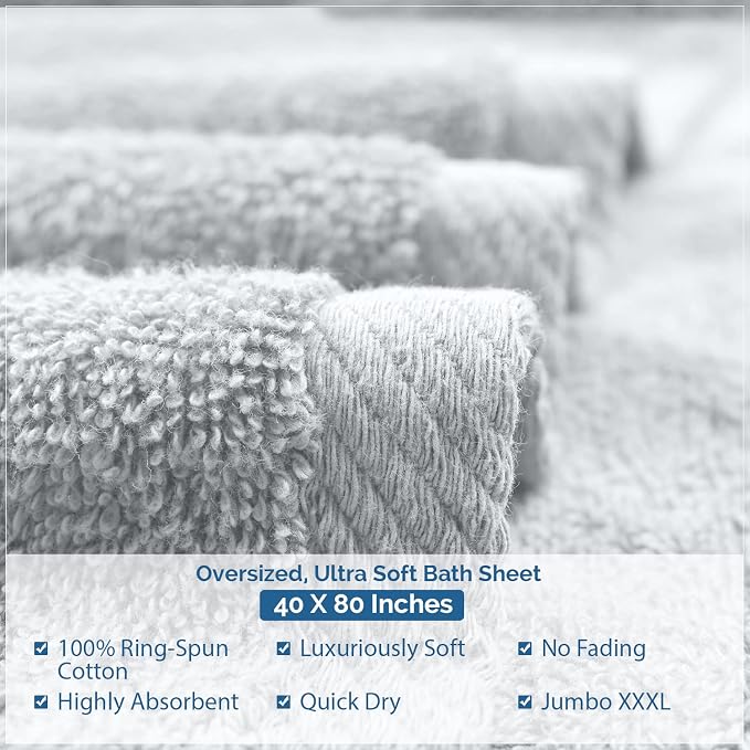 DAN RIVER Pack of 1 Bath Sheet 40x80 Inches, Extra Large Oversized Bath Towels - Image 5