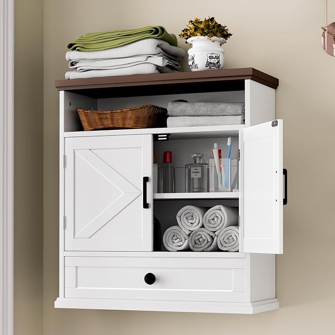 Bathroom Wall Cabinet, Farmhouse Wall Mounted Medicine Cabinet by Viroformo