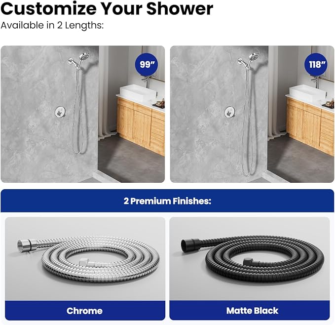 JOMOO Shower Hose, 99 Inch Extra Long Flexible Stainless Steel Handheld - Image 9