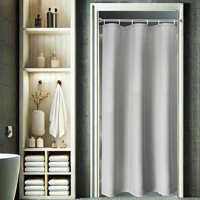 AooHome Stall Size Fabric Shower Curtain, 36 Width by 72 Height Inch Waffle by AooHome
