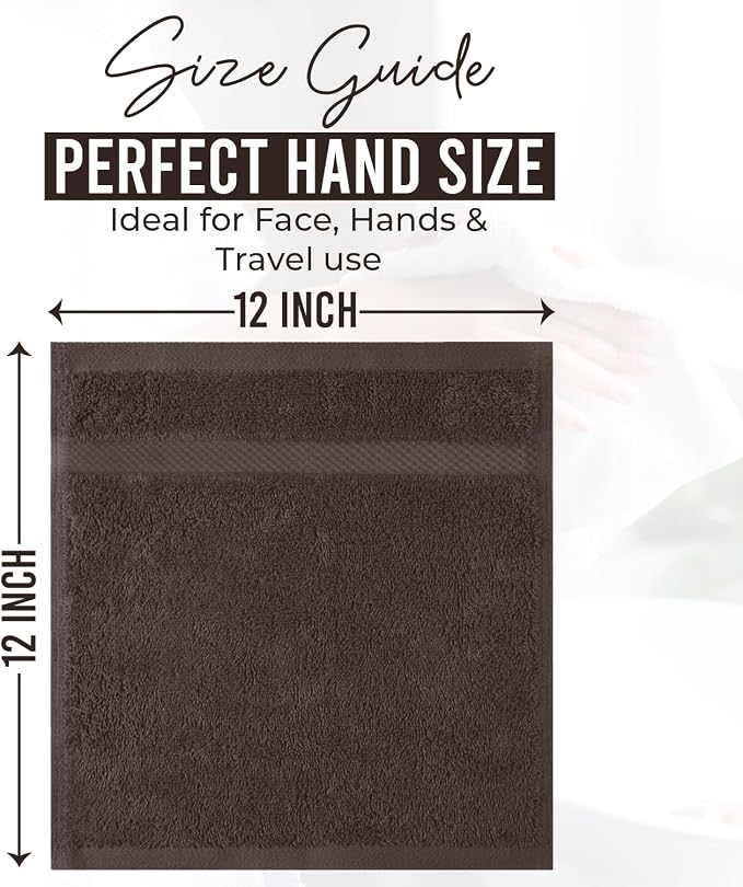 DAN RIVER 12-Pack Premium 100% Cotton Brown Face Towels – Reusable Face Towel - Image 2