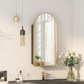 Recessed Medicine Cabinet Mirror, Brushed Brass Gold Arched Medicine Cabinet by Mepplzian