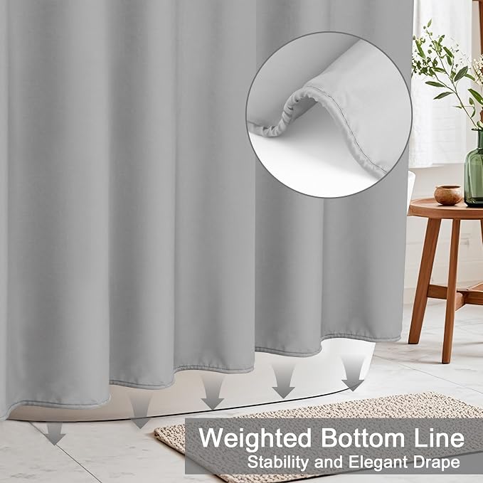 AooHome 96 inch Extra Long Shower Curtain Liner, Polyester Bathroom Curtain - Image 3