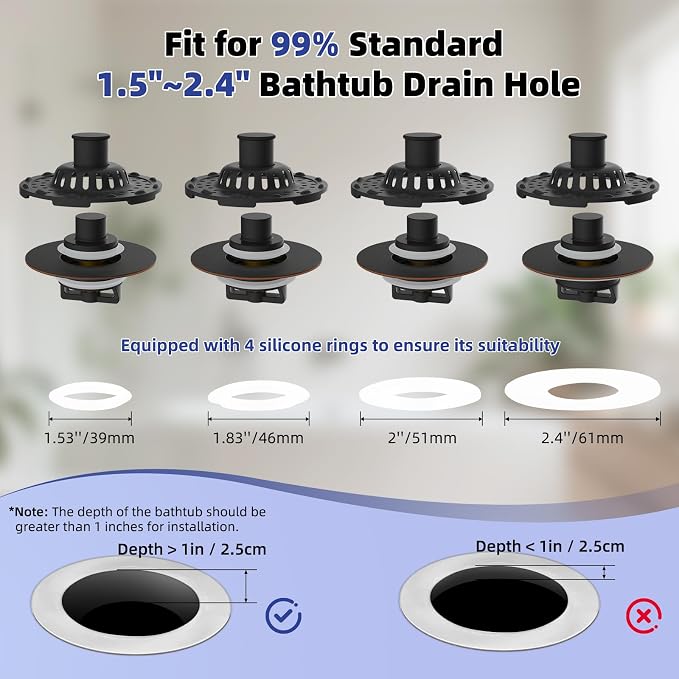 Universal Bathtub Drain Stopper Shower Drain Hair Catcher, Tub Stopper - Image 4