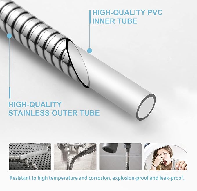 OFFO Shower Hose, 120 in Kink Free Stainless Steel Shower Hose Attachment - Image 4