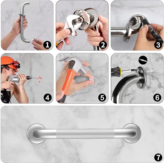 2 Pack 16 Inch Grab Bars for Bathtubs and Showers, Anti Slip Shower Grab Bars - Image 6