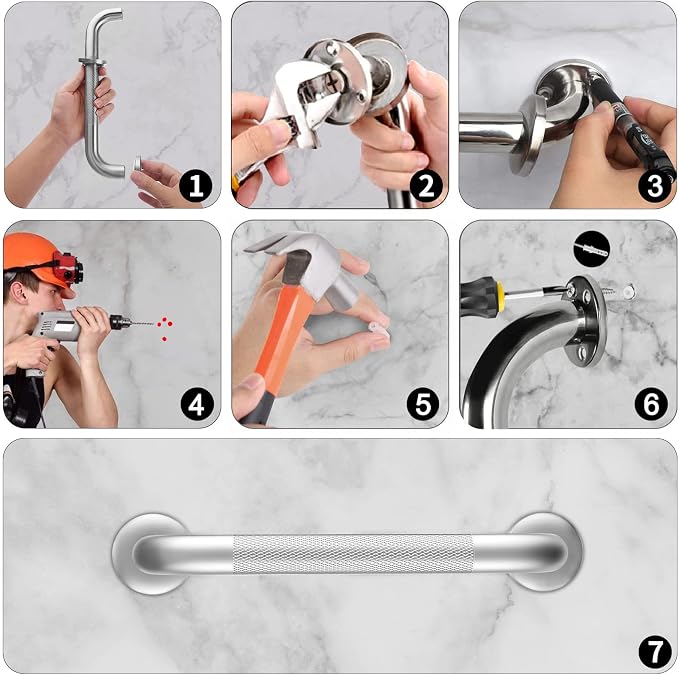 2 Pack 24 Inch Grab Bars for Bathtubs and Showers, Anti Slip Shower Grab Bars - Image 5