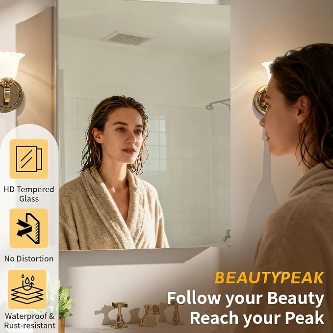 BEAUTYPEAK 16 x 24 Inch Medicine Cabinet - Image 3