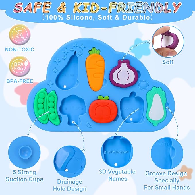 Baby Bath Toys, Premium Silcone Mold Free Vegetable Bath Toys, Soft Toddlers - Image 3