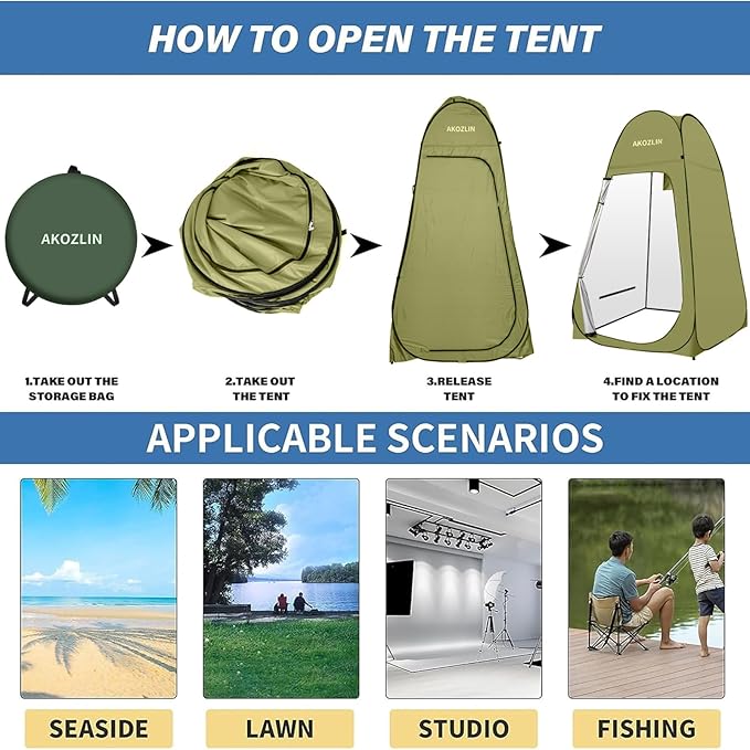 AKOZLIN Portable Pop Up Shower Tent Instant Privacy Dressing Changing Tent - Image 4