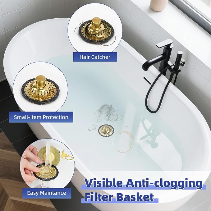 Universal Bathtub Drain Stopper Shower Drain Hair Catcher, Tub Stopper - Image 3