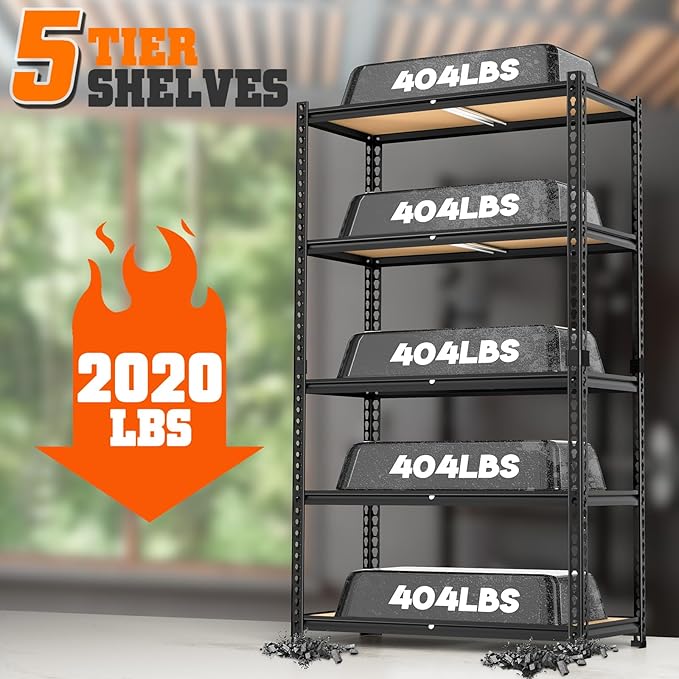 LEVELEVE 5-Tier Heavy Duty Storage Shelving Unit, 2000 lbs Capacity, Adjustable - Image 5