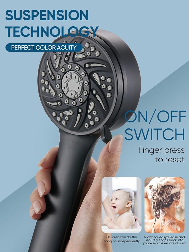 Cobbe High Pressure 3-Way Shower Head Combo, Hand Held Shower & Rain Shower - Image 7