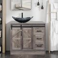 36 Inch Barn Door Bathroom Vanity, Farmhouse Style Standing Pedestal Cabinet by Solidee