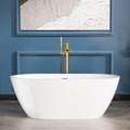 Sarlai 59 Inch Acrylic Freestanding Soaking Bathtub Contemporary Soaking White by Sarlai