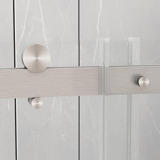 Sunrosa Semi-Frameless Glass Shower Door, 51-55" W x 76" H Single Sliding - Image 4