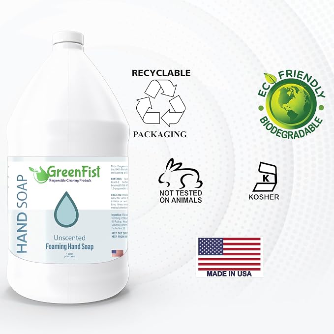 GreenFist Foaming Hand Soap Refills Unscented Jug Foam Refill Made in USA - Image 7