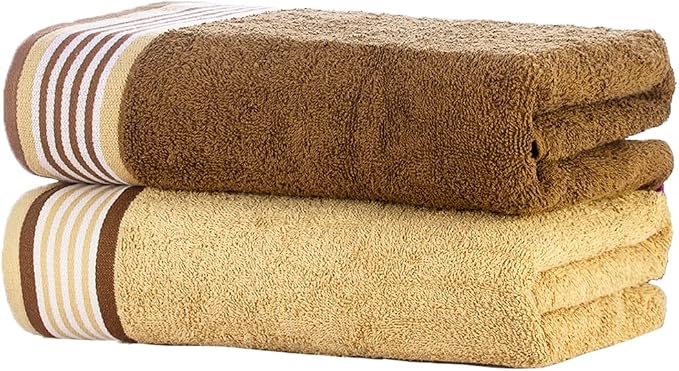 CASA COPENHAGEN He & She 4 Pieces Large Bath Towel Set- Brown + Beige, 550 GSM - Image 9