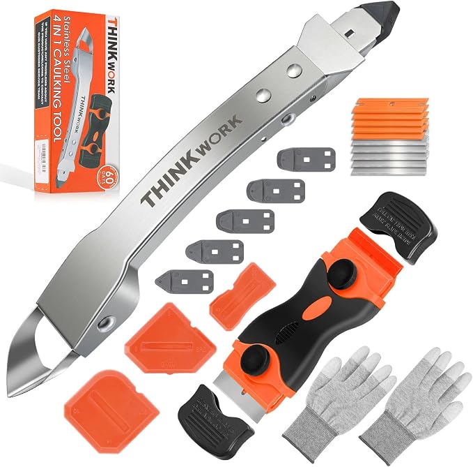 THINKWORK Caulking Tool Kit, 4 in 1 Caulk Remover Tool, Stainless Steel Caulk by THINKWORK