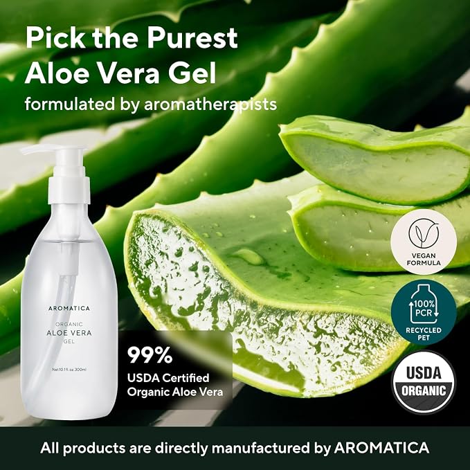 AROMATICA Organic Aloe Vera Gel, After Sun Care and Sunburn Relief - Image 2