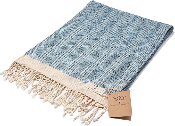 SMYRNA TURKISH COTTON Herringbone Series Turkish Hand Towels Set of 2, 16x40 - Image 5