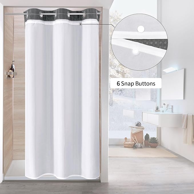 MitoVilla Grey Waffle Small Stall Shower Curtain Liner Set 36 x 74, No Hooks - Image 2