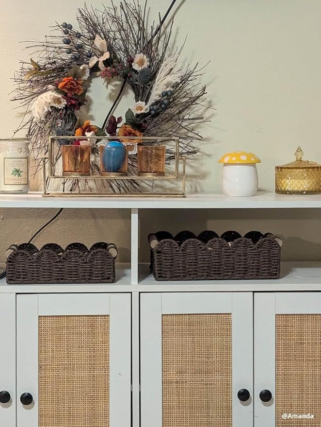 CubesLand Paper Rope Scalloped Edge Shelves Baskets Set 2, Idea - Image 2