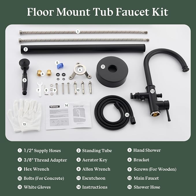 Free Standing Tub Faucet, Wintap Classic Freestanding Bathtub Faucet - Image 8