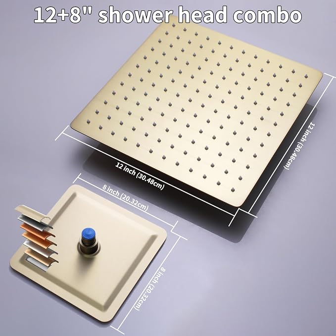 Brushed Gold Shower System Digital Temperature Display Shower Faucet Set - Image 7