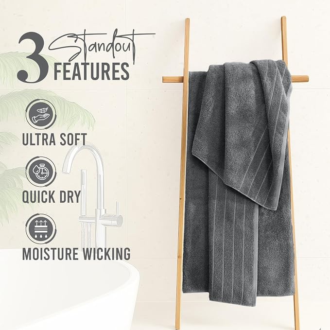 DAN River Extra Large Bath Towels Set of 4, 30 x 60 Inches - Image 3
