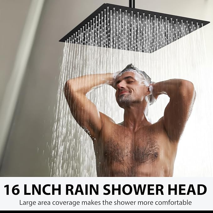 Rain Shower Head, 16 Inches Large Rainfall Shower Head, 304 Stainless Steel Made - Image 2
