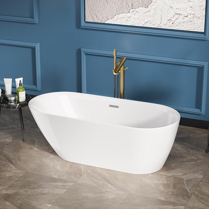 Sarlai 67 Inch Acrylic Freestanding Soaking Bathtub Contemporary Soaking White - Image 3