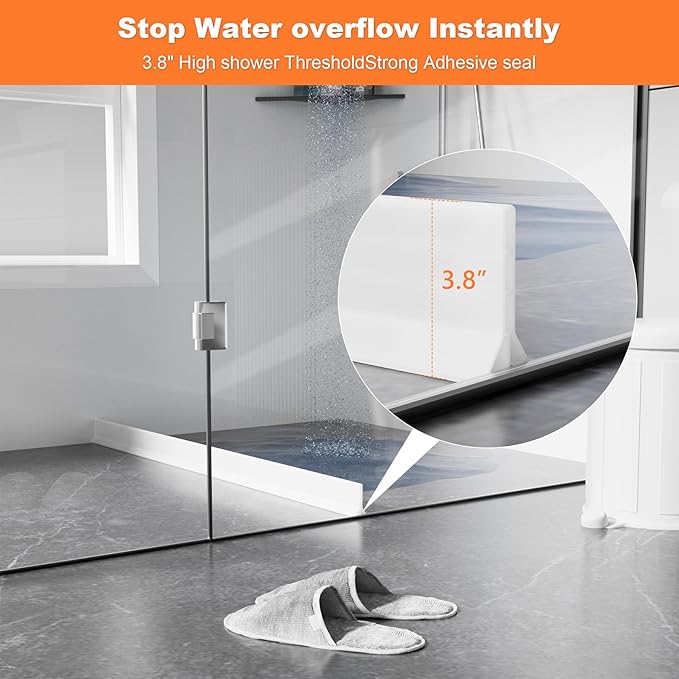 3.8'' High Shower Threshold Water Dam Collapsible 70IN Shower Water Splash Guard - Image 6
