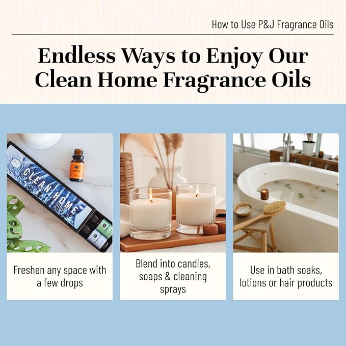 P&J Fragrance Oil Clean Home Set | Lemongrass, Fresh Cotton, Clean & Fresh - Image 5