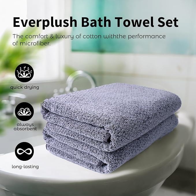 Everplush Diamond Collection Extra Large Bath Towel Sheet – 2 PK, Super Soft & - Image 3