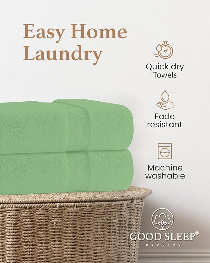 100% Cotton Bath Towel Set, 2 Bath Towel, 2 Hand Towels, 2 Wash Cloths - Image 4