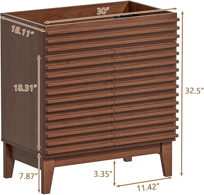 ROOMTEC 30" Bathroom Vanity, Mid-Century Freestanding Bathroom Vanity Cabinet - Image 3