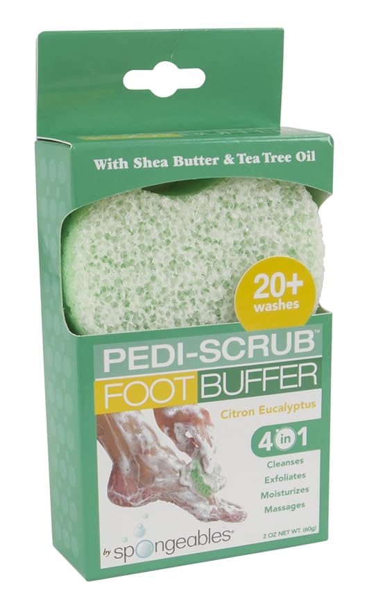 Spongeables Pedi Scrub Foot Exfoliating 20+ Wash Sponge, Citron Eucalyptus - Image 2
