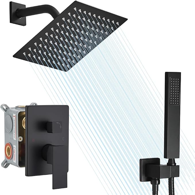 Shower Faucet Set Rain Shower System Matte Black by ANNAZOMBATHROOM