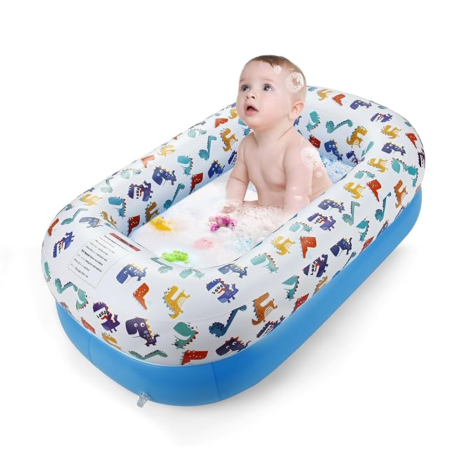 PandaEar Inflatable Dinosaur Baby Bathtub, Foldable Baby Infant Bath Tub - Image 6