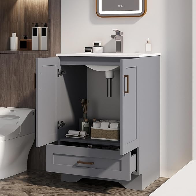 30 inch Bathroom Vanity with Sink, Modern White Vanity - Image 7